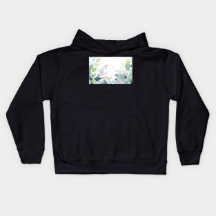 Whimsical and Cute Watercolor Bird Kids Hoodie